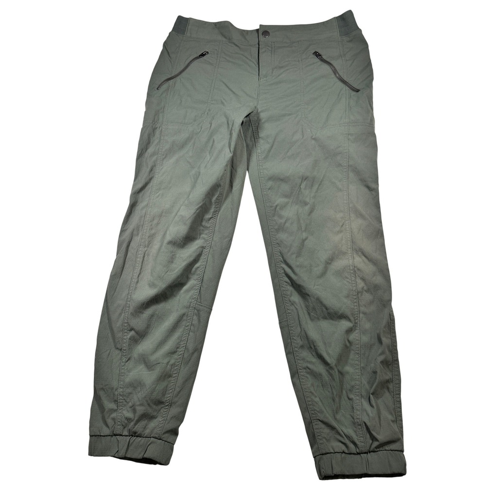 Athleta‎ Green Cargo Jogger Pants Womens Size 14 Nylon Spandex Elastic Waist